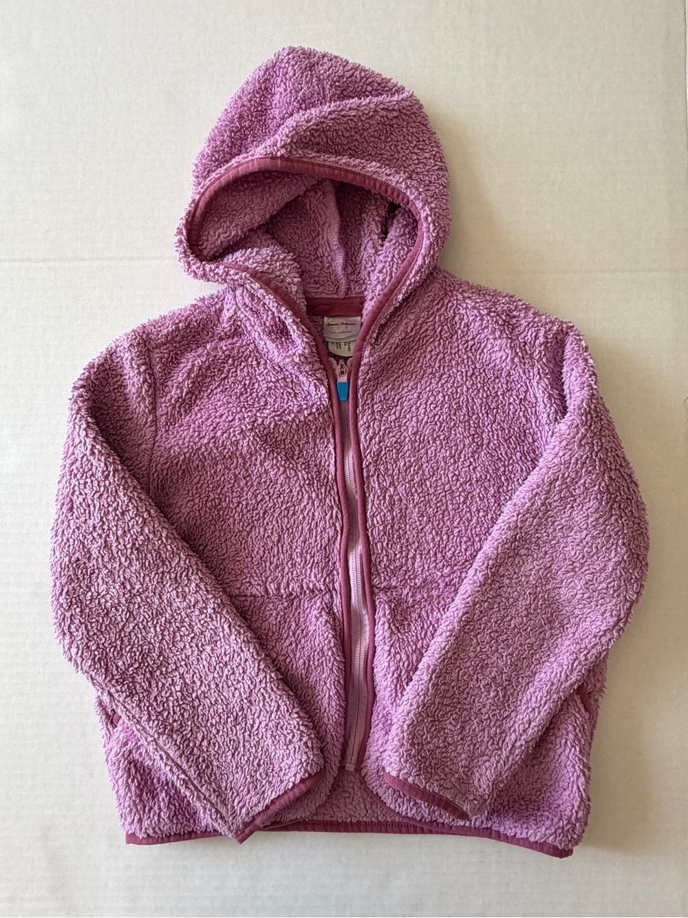 Hanna Andersson Girls 6-7 Pink Sherpa Fleece Hooded Full Zip Jacket